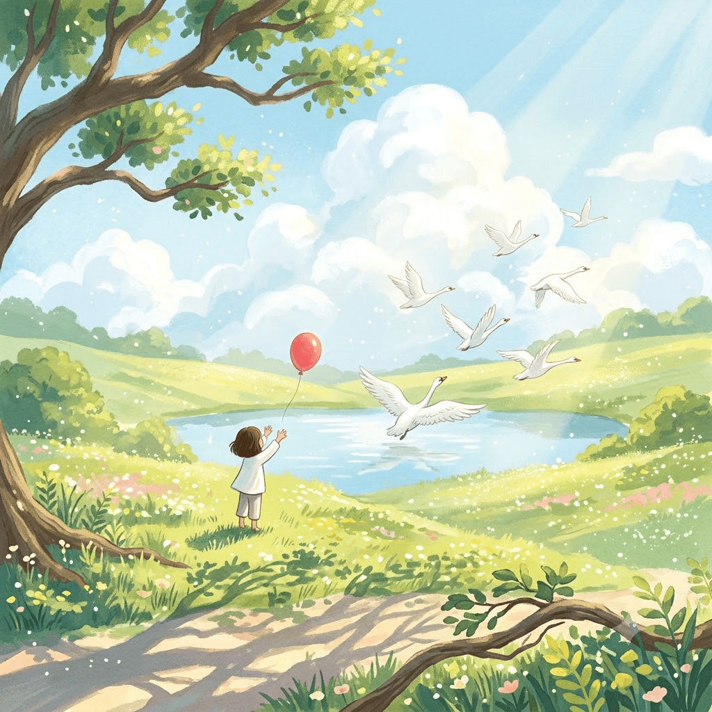바람을 타는 날개와 풍선